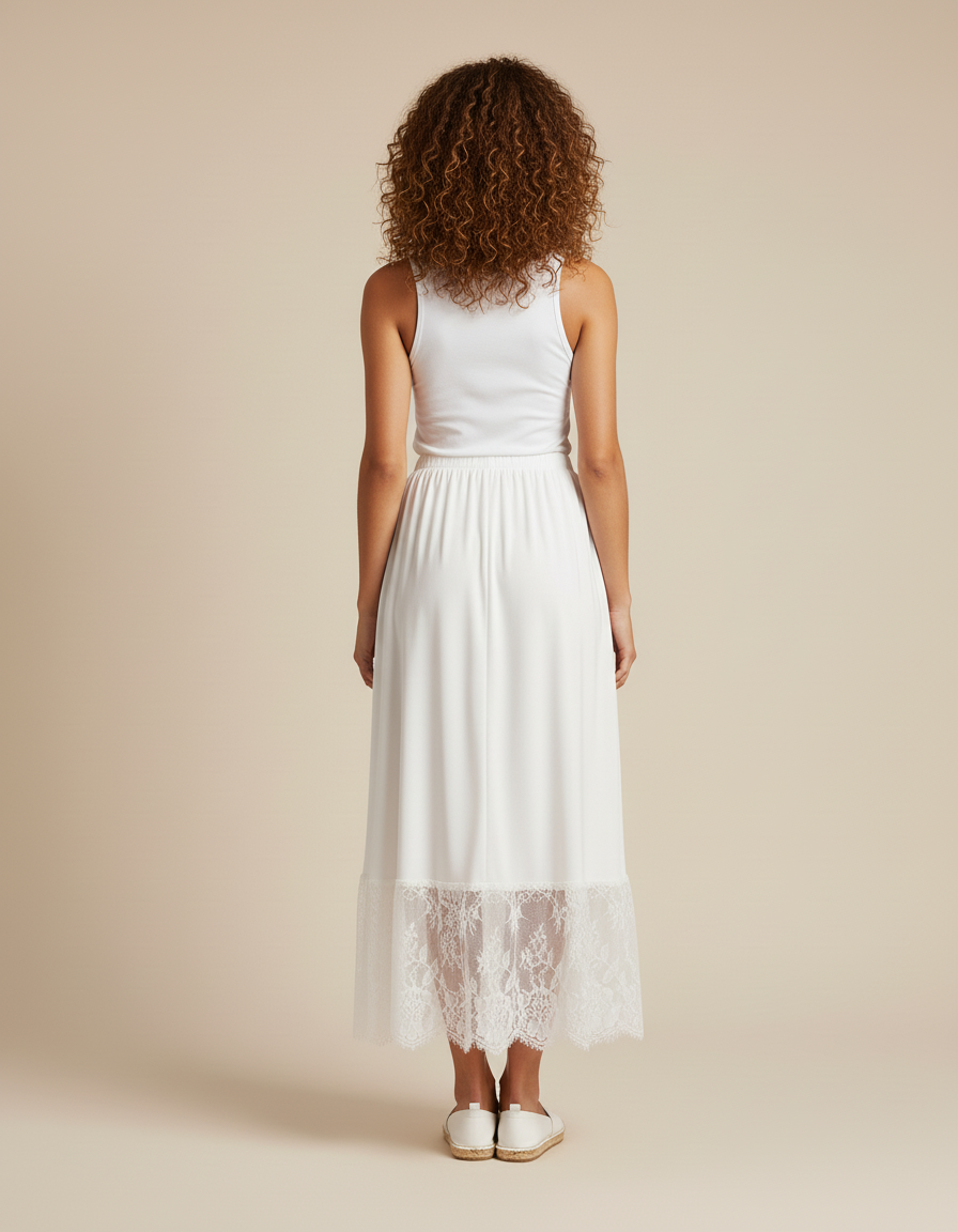 Jupe Blanche Longue Dentelle Fluide