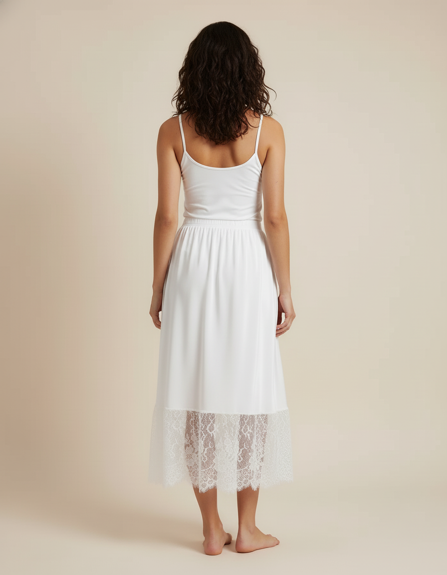 Jupe Blanche Longue Fluide Dentelle