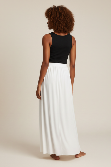 Jupe Blanche Taille Haute Fluide Chic