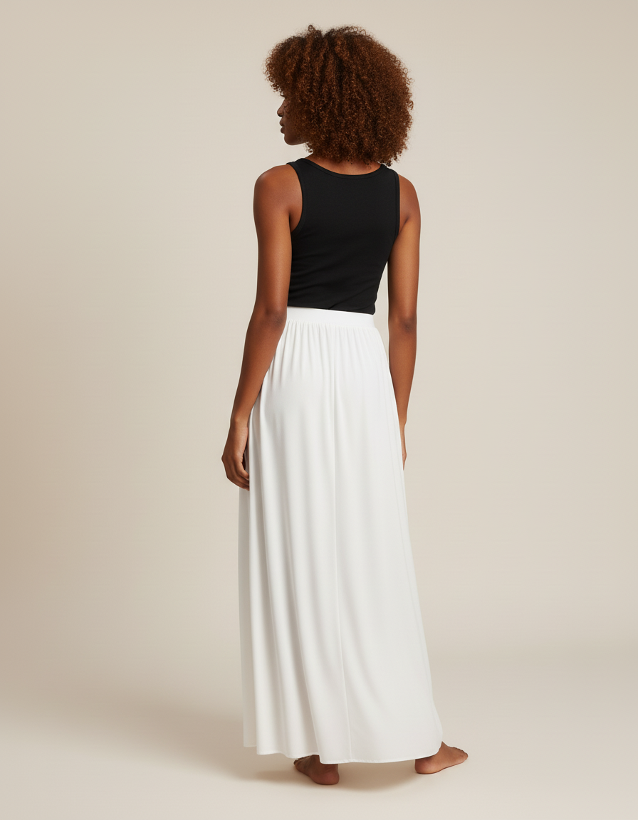 Jupe Blanche Taille Haute Fluide Chic