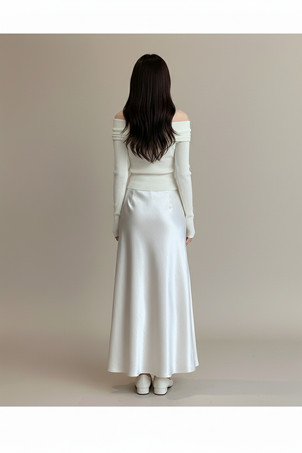 Jupe Blanche Satin Fluide Élégante