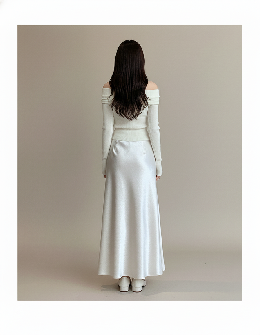 Jupe Blanche Satin Fluide Élégante