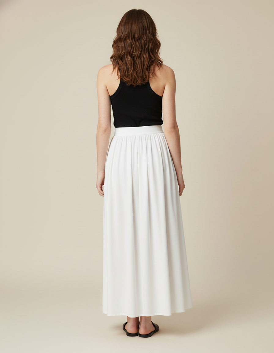 Jupe Blanche Longue Fluide Décontractée