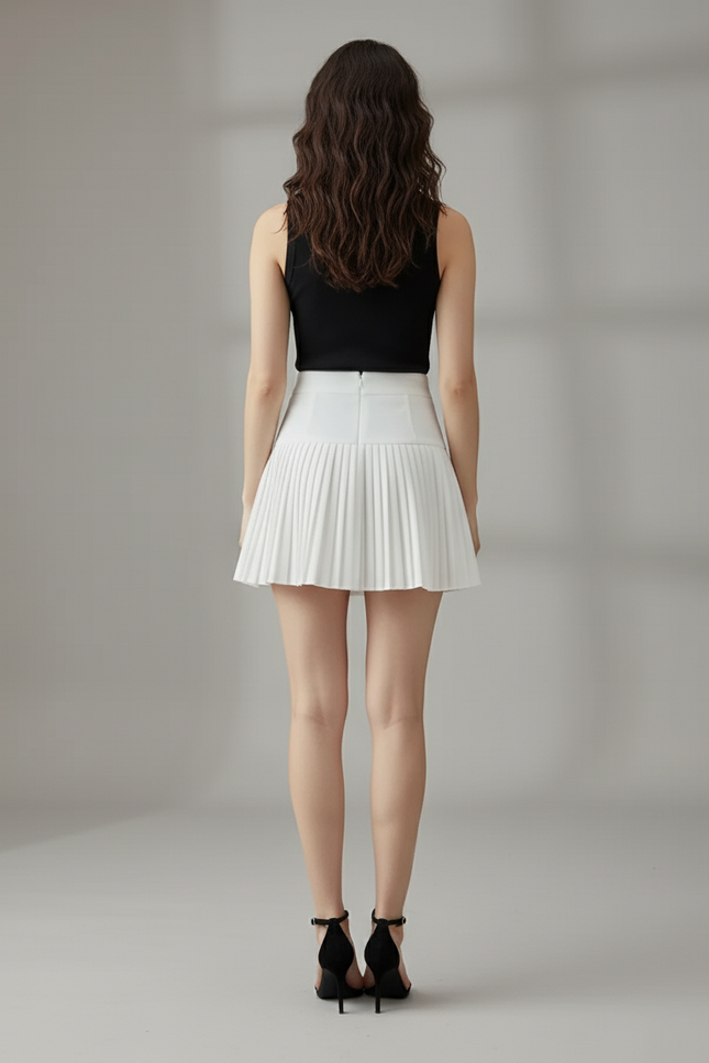 Jupe Blanche Plissée Mini Décontractée