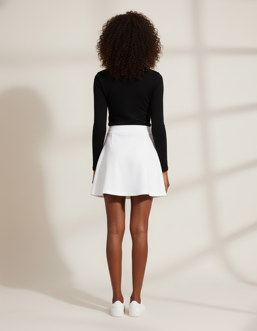 Jupe Patineuse Blanche Taille Haute