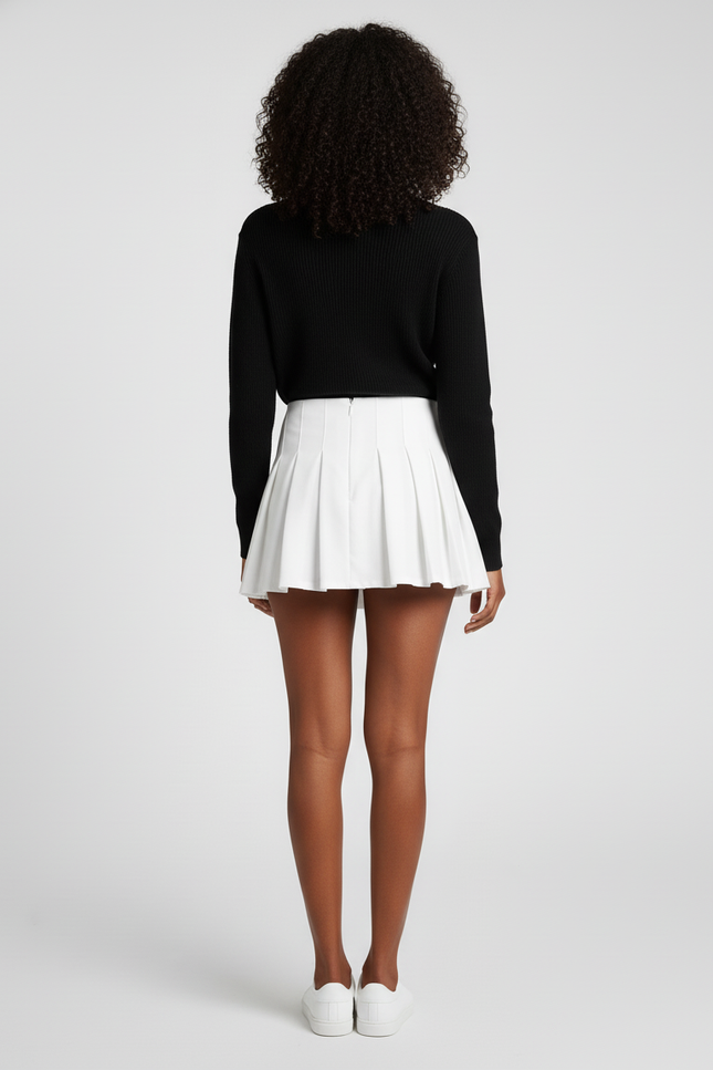 Jupe Blanche Mini Plissée Chic
