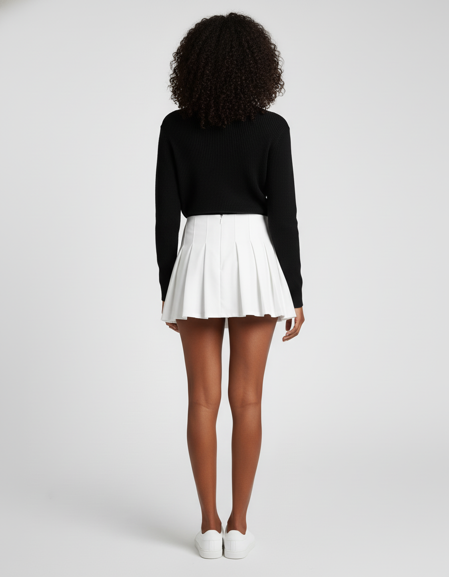 Jupe Blanche Mini Plissée Chic