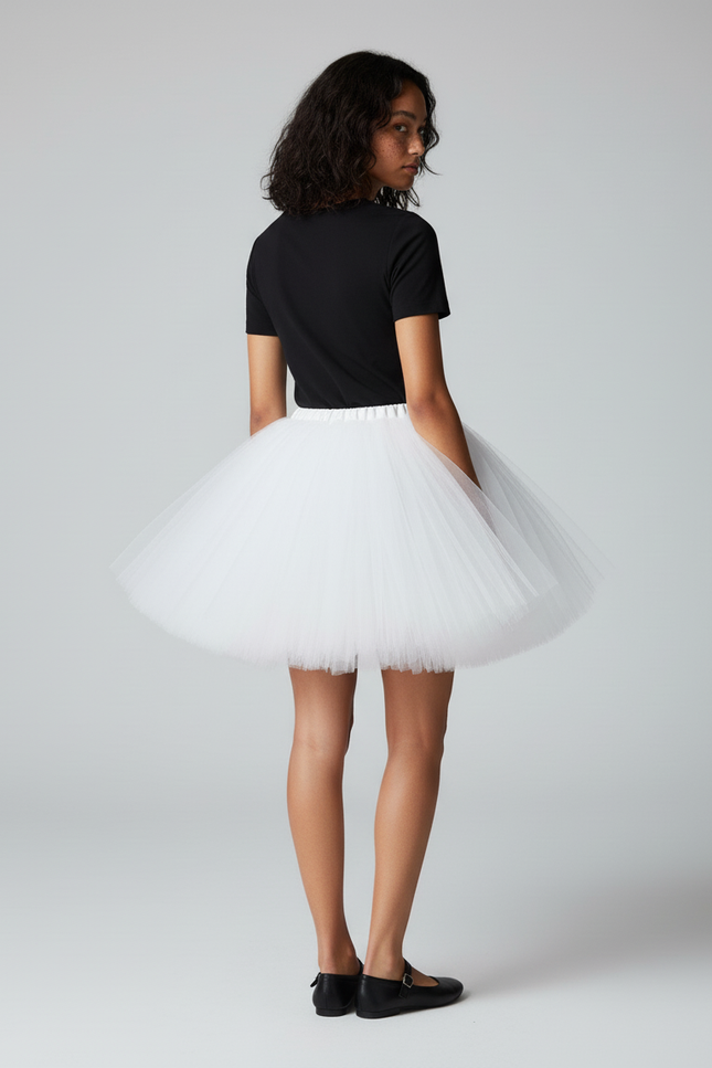 Jupe Blanche Vaporeuse En Tulle Élégante