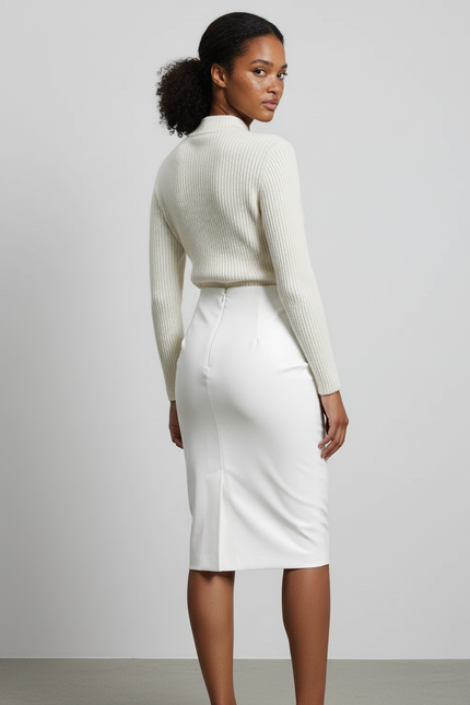 Jupe Droite Mi Longue Blanche