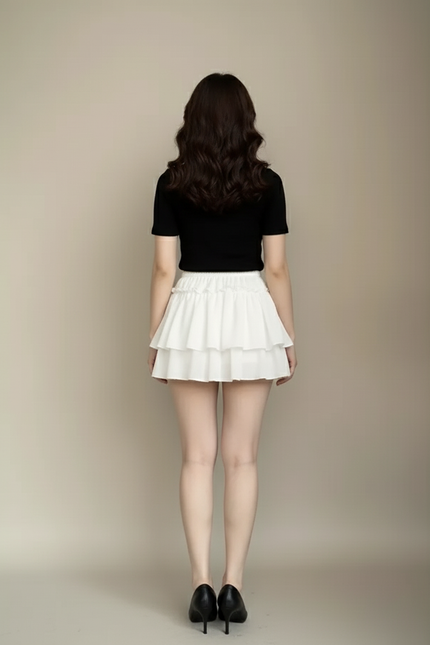 Jupe Short Blanche A Volant