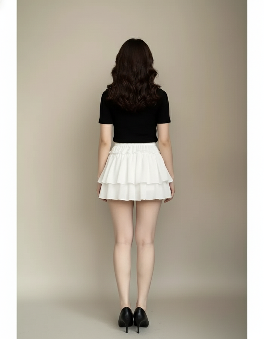 Jupe Short Blanche A Volant