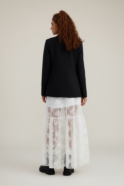 Jupe Blanche Dentelle Transparente Fluide