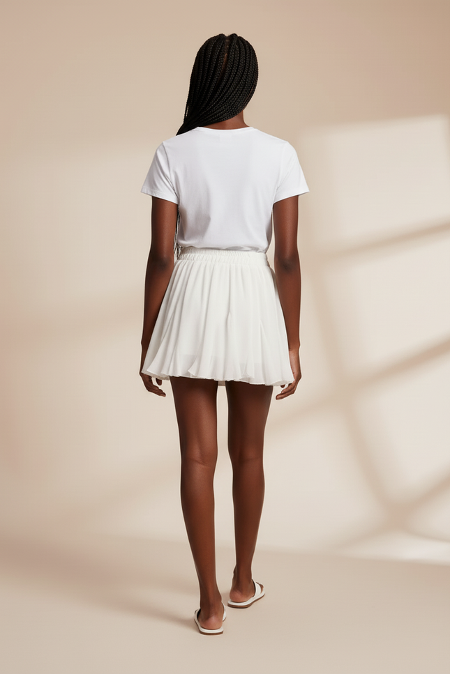 Jupe Blanche Courte Plissée Fluide