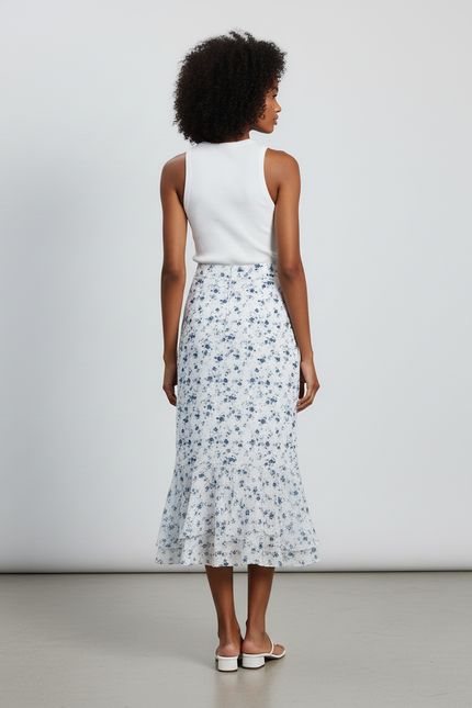 Jupe Longue Bleue Et Blanche