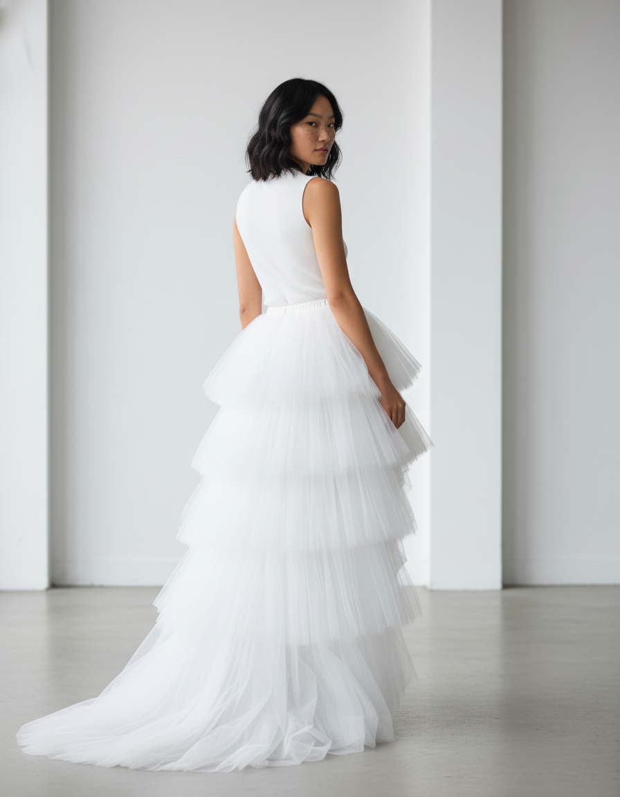 Jupe Blanche Courte Devant Et Longue Derriere