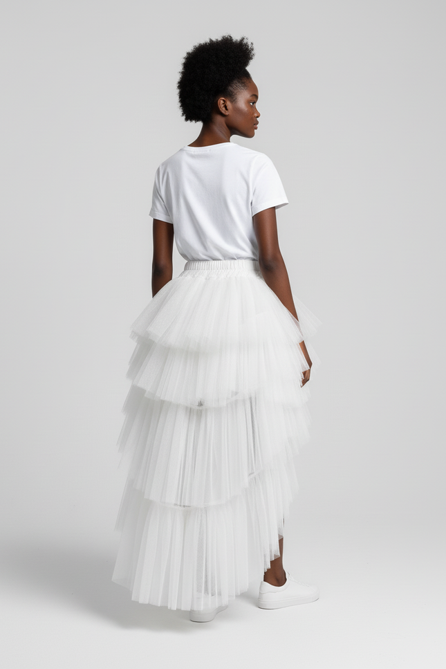 Jupe Longue Asymetrique Blanche