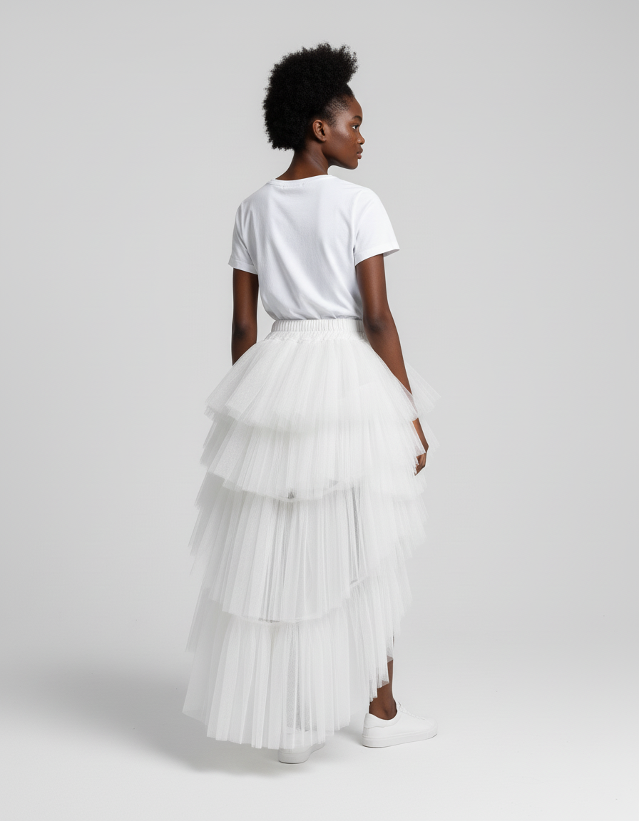 Jupe Longue Asymetrique Blanche