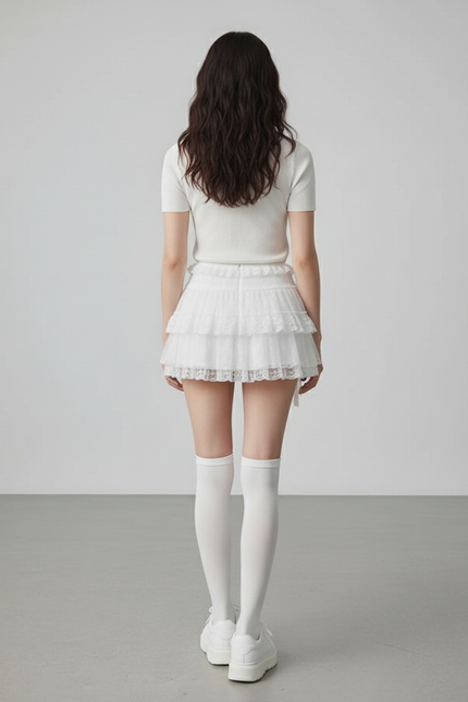 Jupe Dentelle Blanche Courte