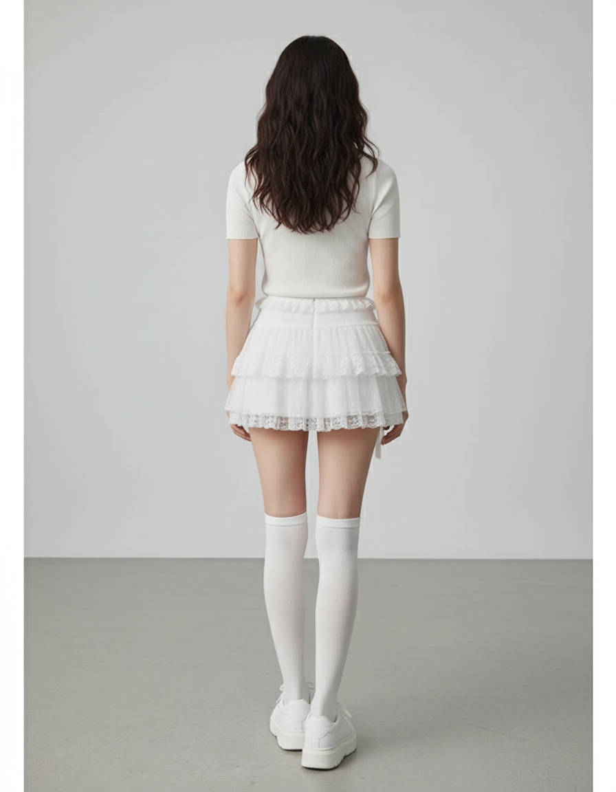 Jupe Dentelle Blanche Courte