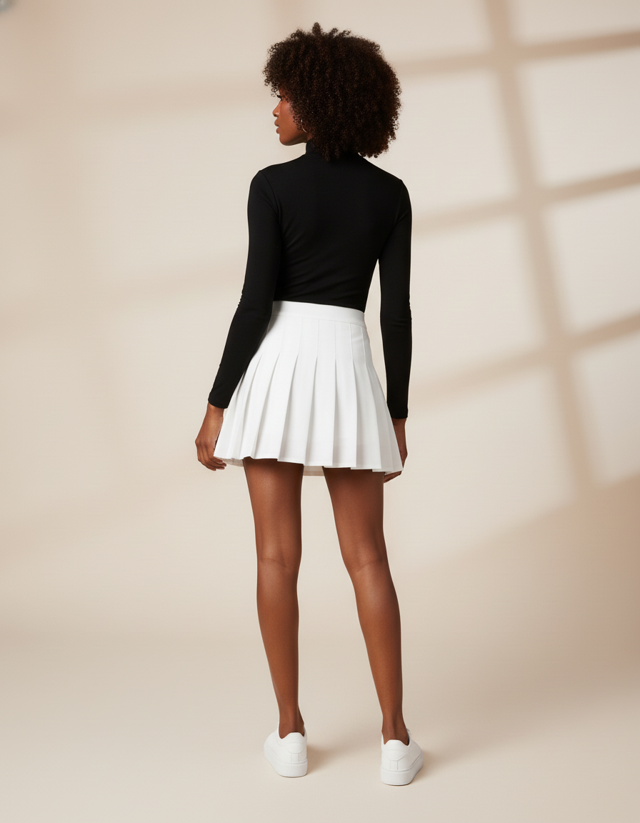 Jupe Blanche Plissée Mini Preppy