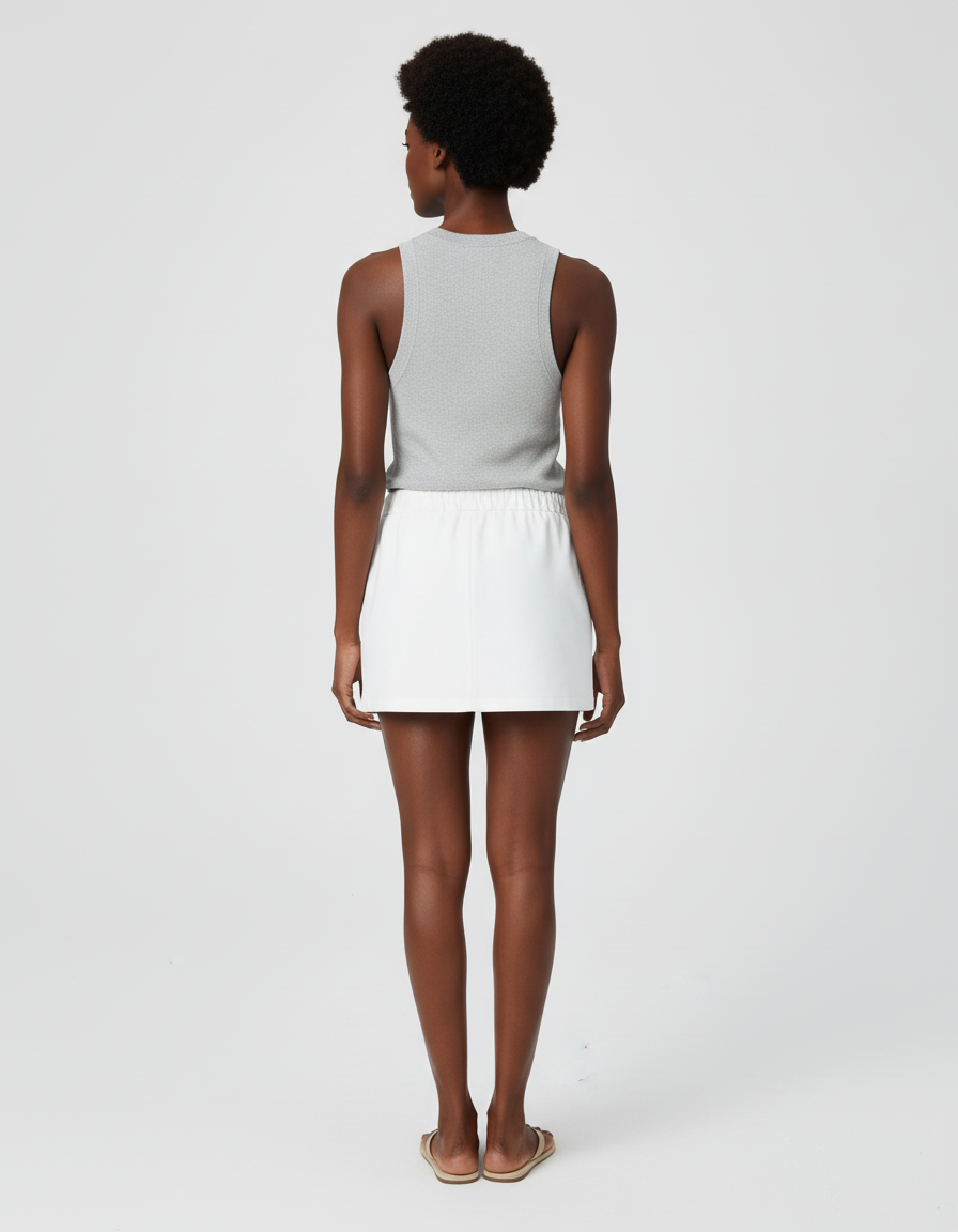 Jupe Blanche Droite Coton