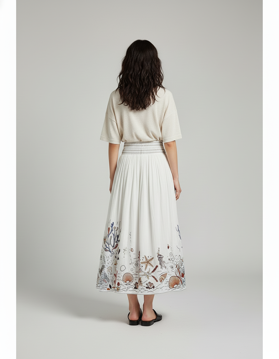 Jupe Brodée Blanche