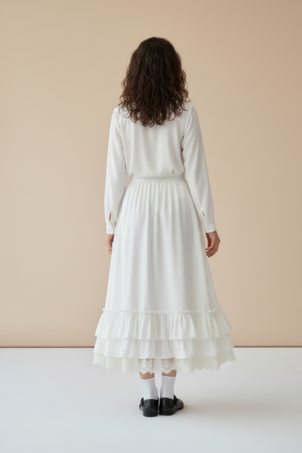 Jupe Blanche Volants Dentelle Vintage
