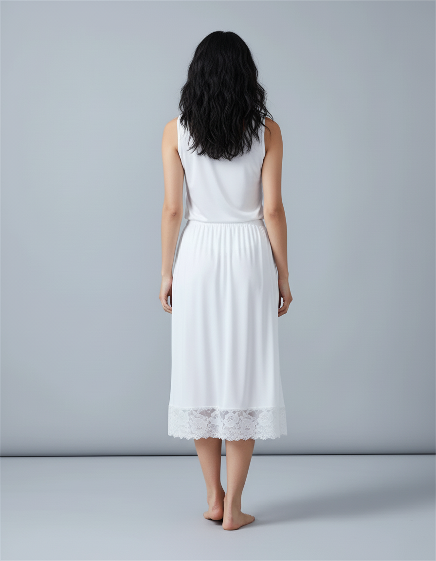 Jupe Blanche Fluide Dentelle Élégante