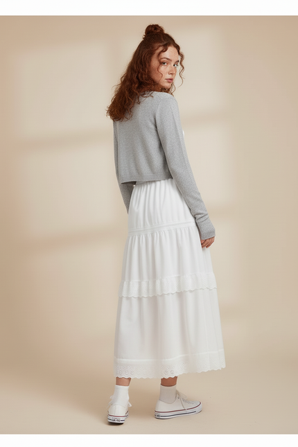 Jupe Blanche Longue Dentelle Chic