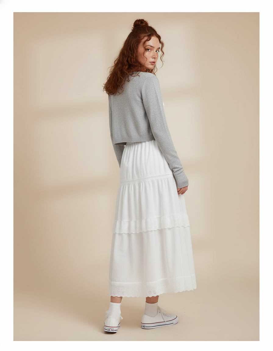 Jupe Blanche Longue Dentelle Chic