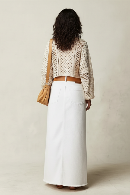 Jupe Blanche Denim Maxi Vintage