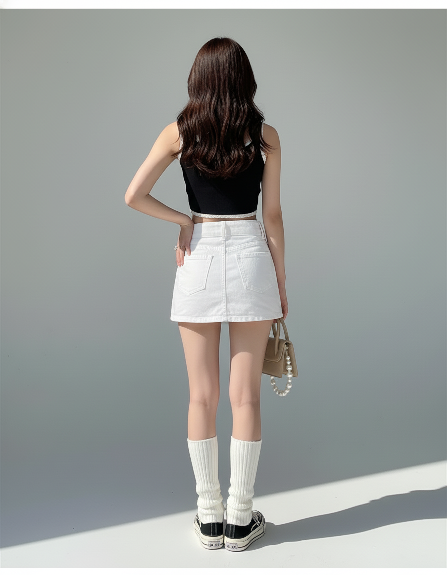 Jupe Blanche Mini Denim Y2K