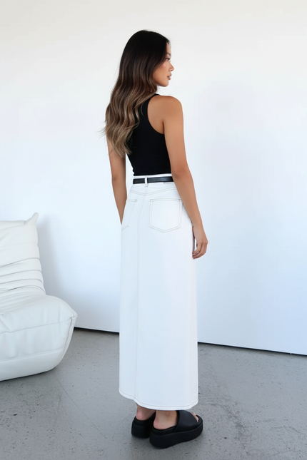 Jupe Blanche Denim Fendue Chic