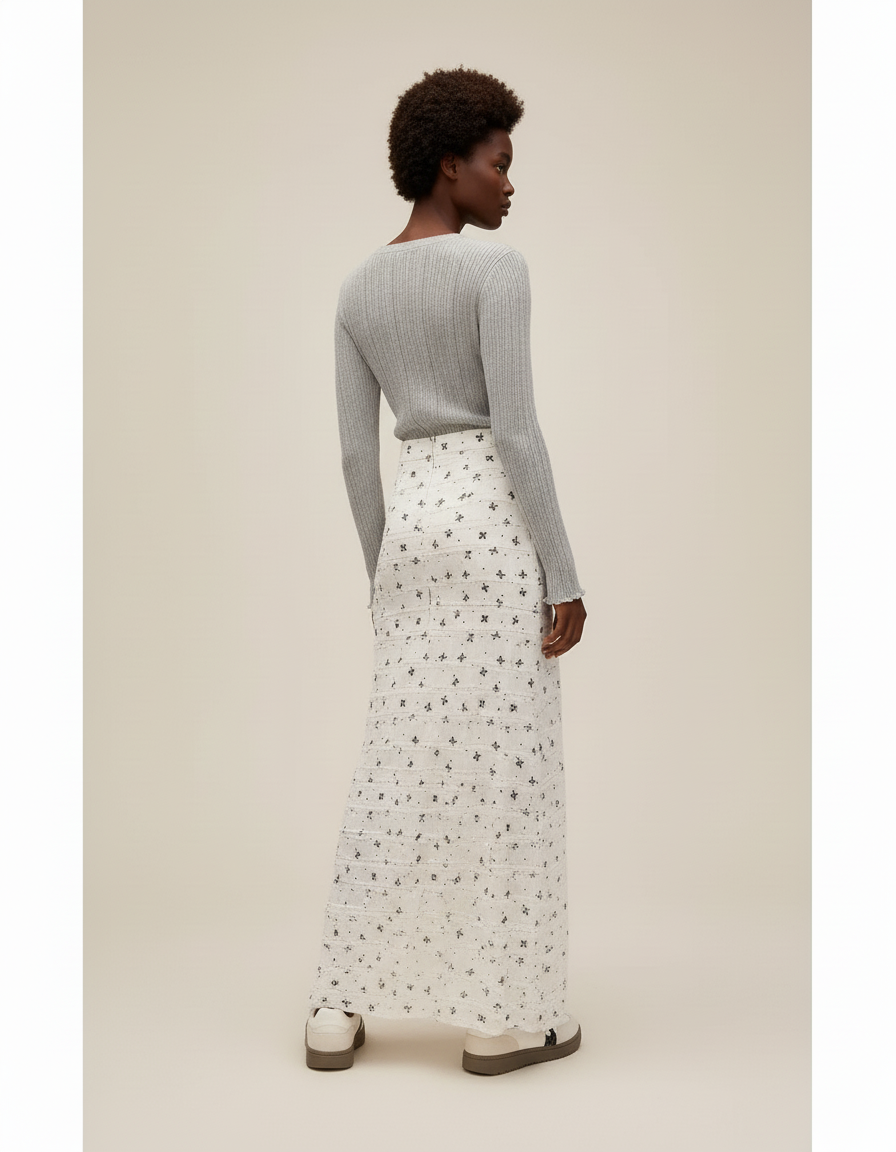 Jupe Noire Et Blanche Longue