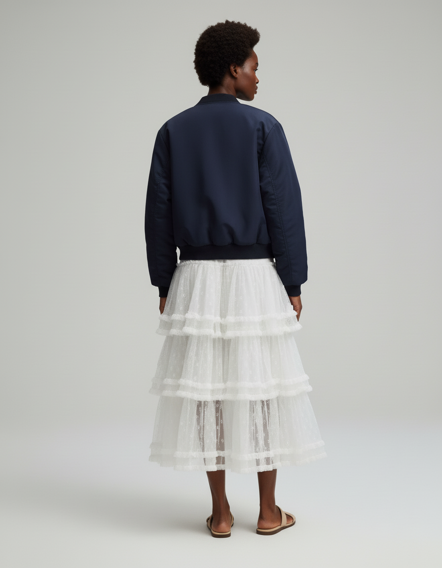 Jupe Blanche À Volants En Dentelle Fluide