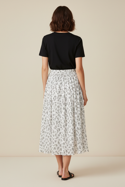 Jupe Fleurie Noire Et Blanche