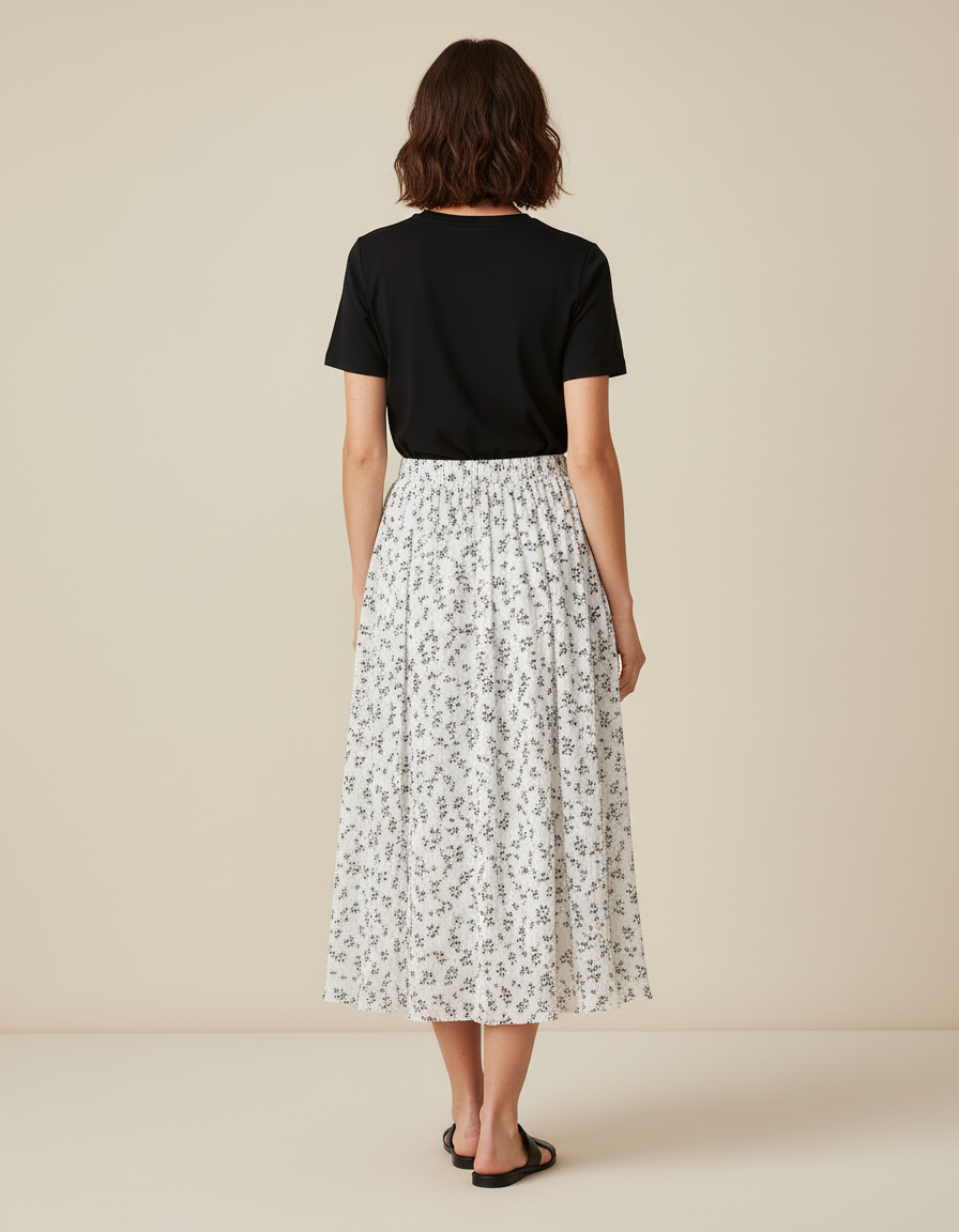 Jupe Fleurie Noire Et Blanche