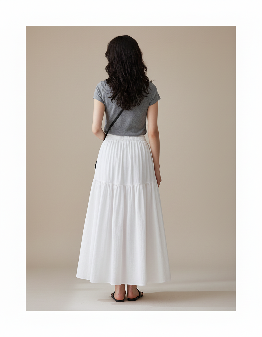 Jupe Blanche Fluide À Volants Élégante