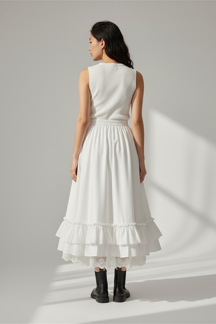 Jupe Blanche Volants Vintage