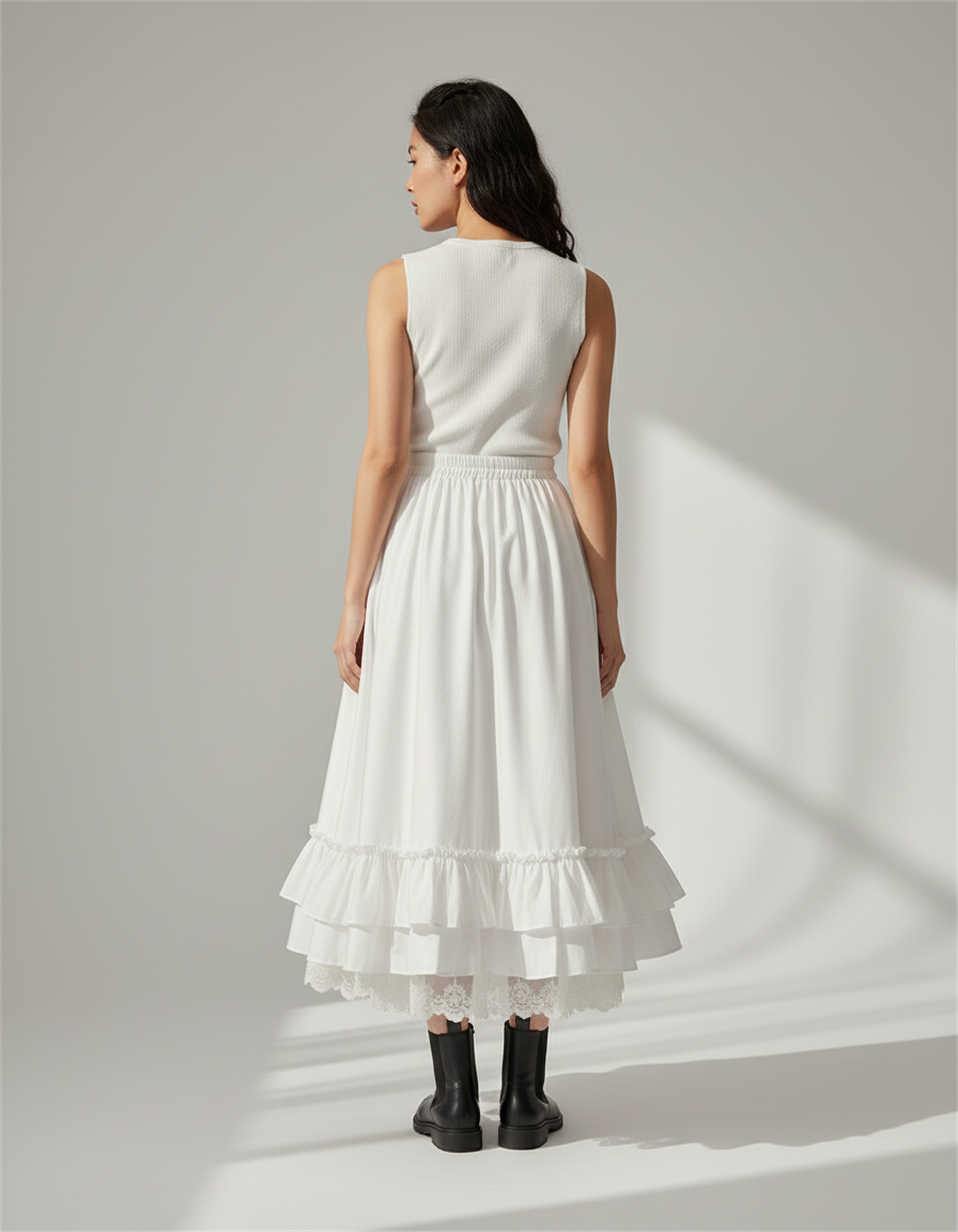 Jupe Blanche Volants Vintage