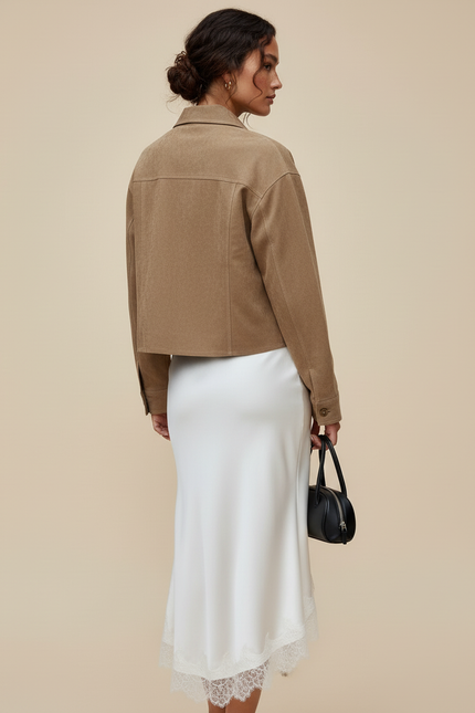 Jupe Blanche Satinée Dentelle Élégante