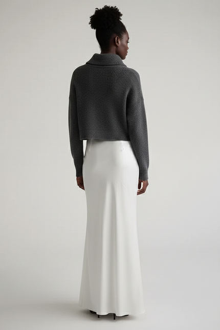 Jupe Blanche Fluide Satin Élégante