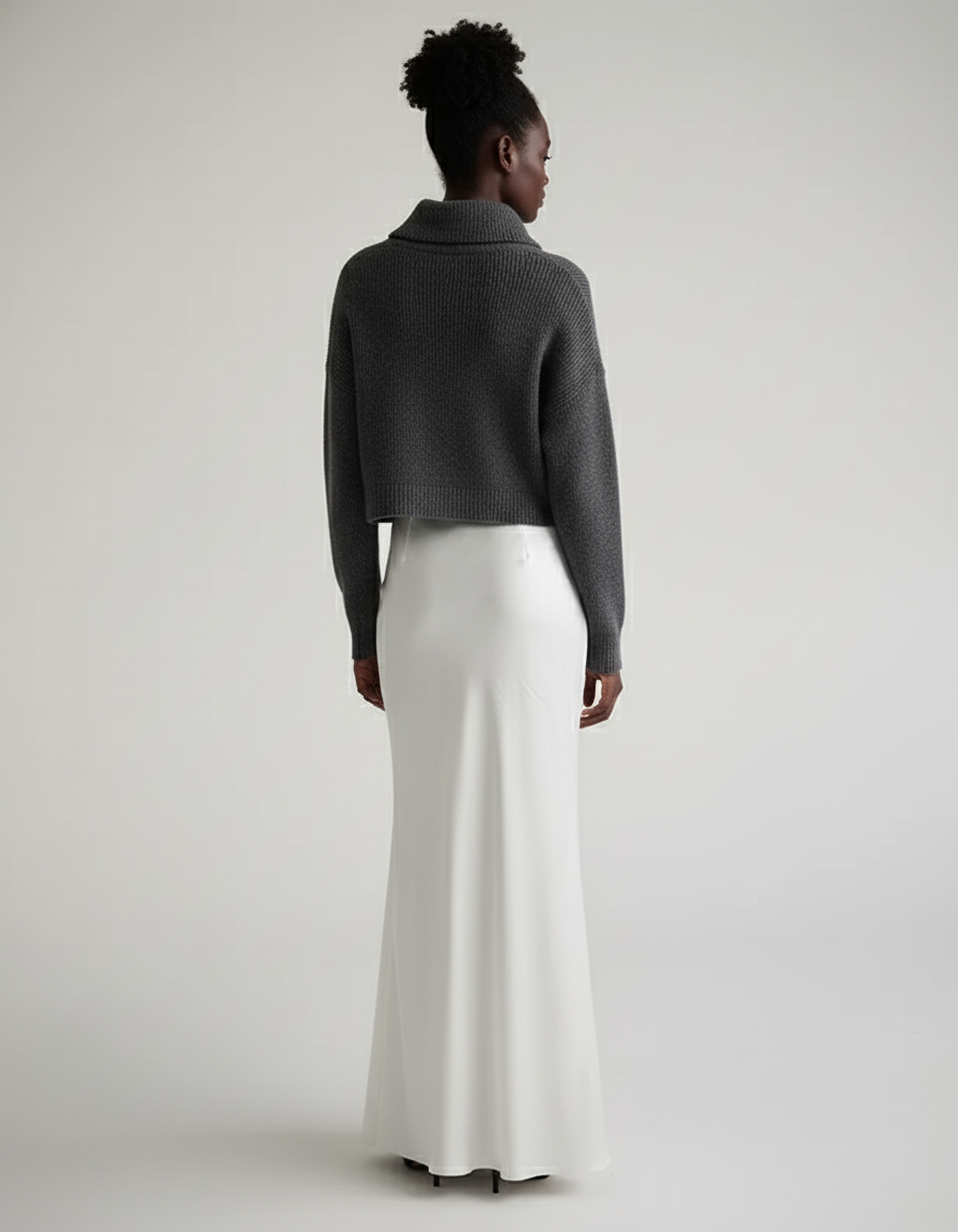 Jupe Blanche Fluide Satin Élégante