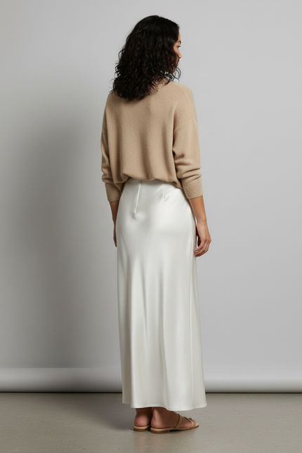 Jupe Blanche Fluide Satin Élégante Chic