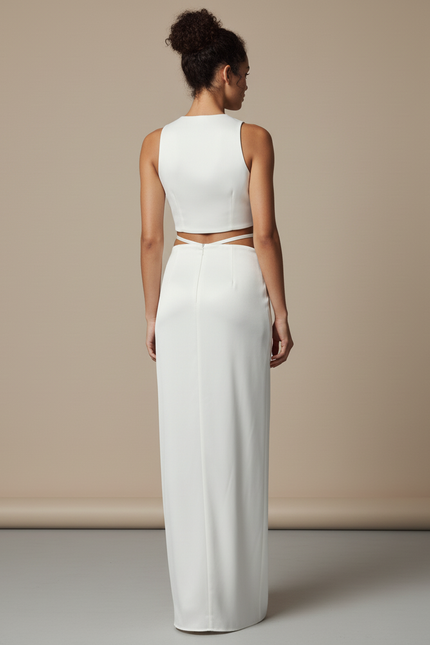 Jupe Blanche Satinée Fluide Élégante Raffinée