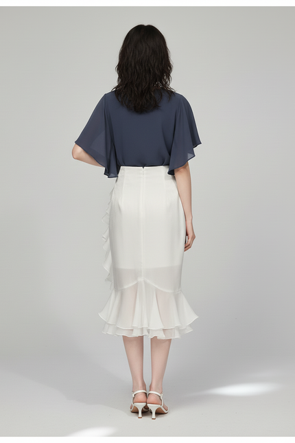 Jupe Blanche Volants Sirène Élégante