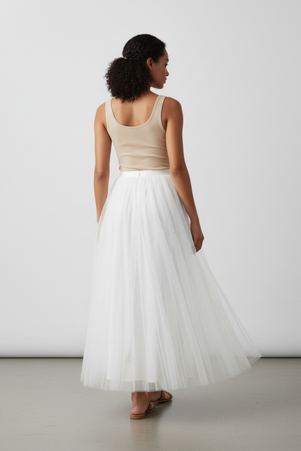 Jupe Longue Tulle Blanche