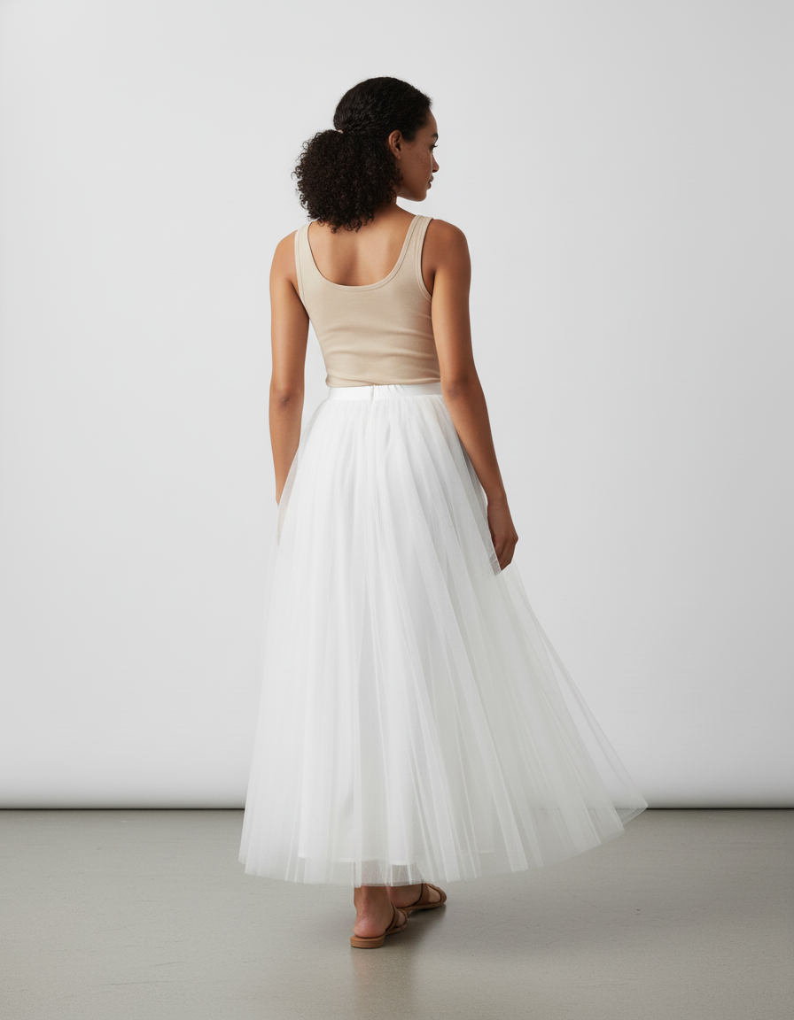 Jupe Longue Tulle Blanche