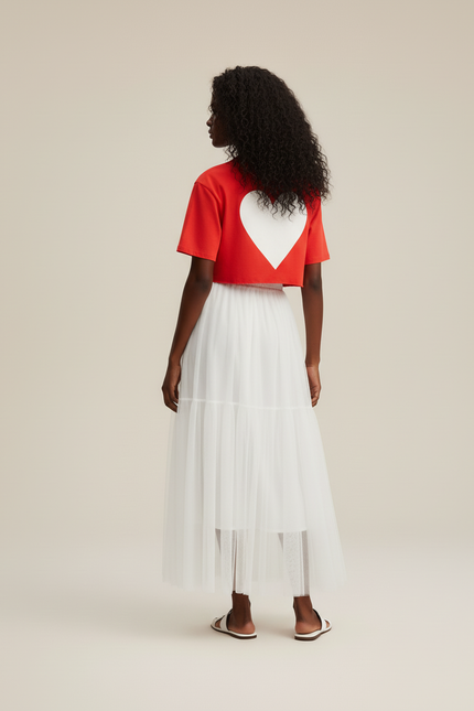 Jupe Blanche Tulle Fluide Élégante