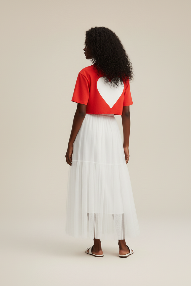 Jupe Blanche Tulle Fluide Élégante